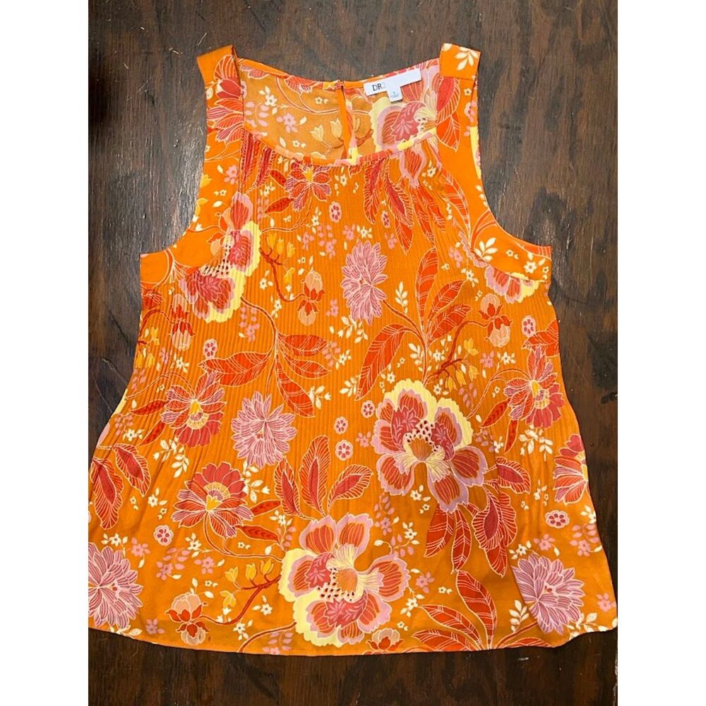 Orange Dr2 Floral Top Size Small